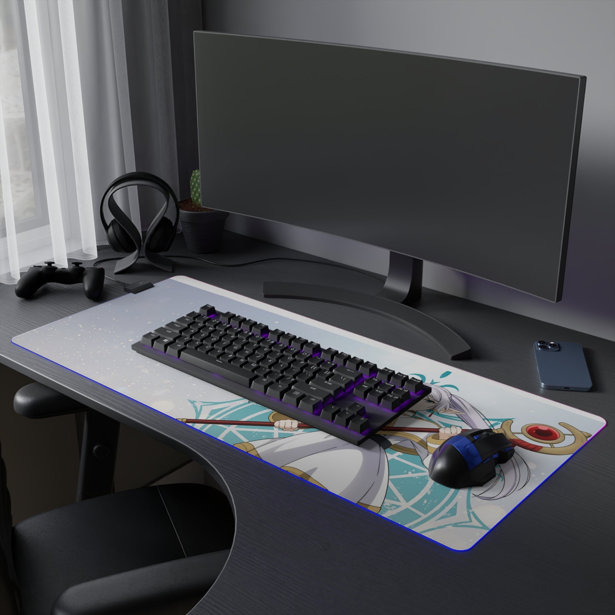 Frieren LED Gaming Desk Mat — Anime Mouse Pads