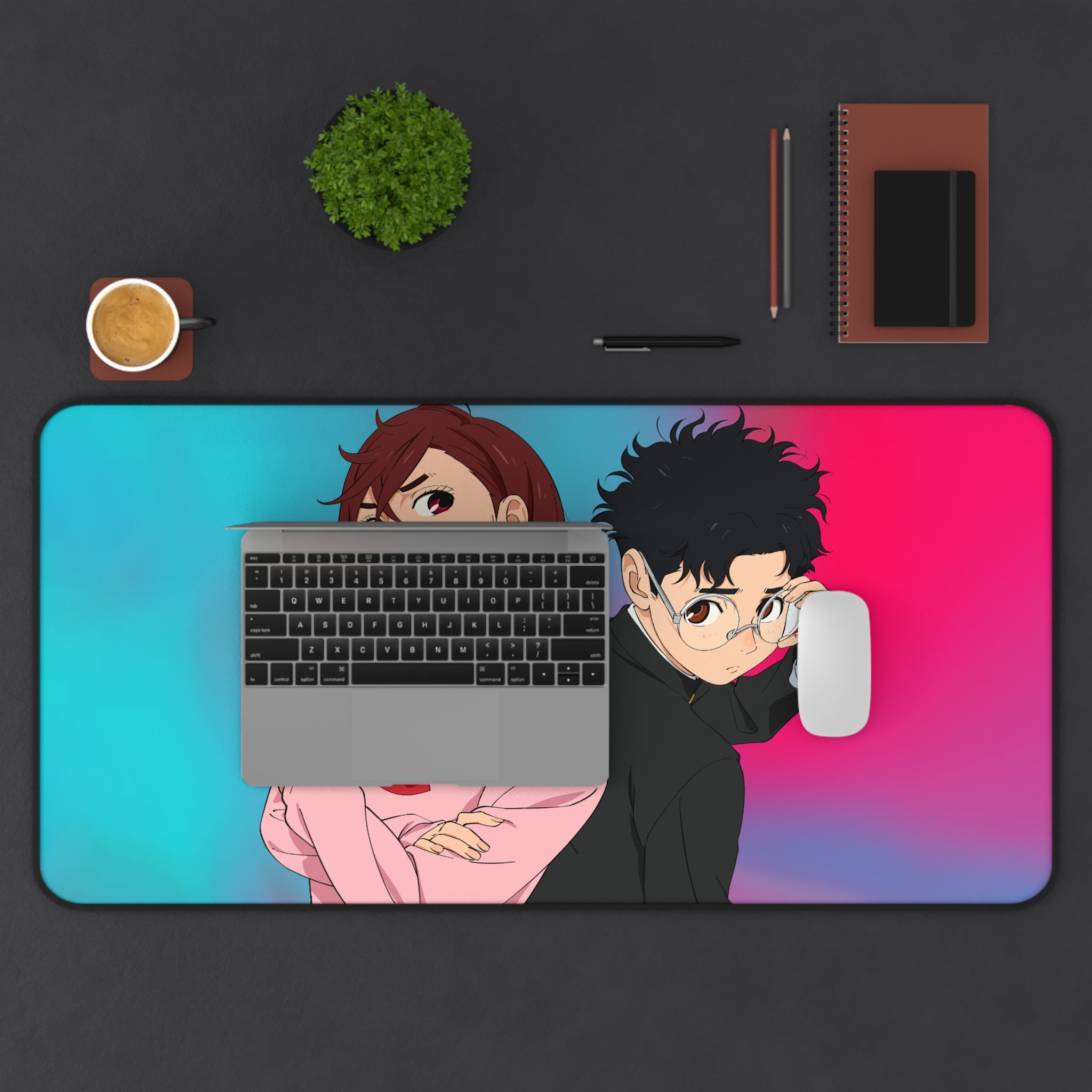 Momo & Ken Takakura Desk Mat — Dandadan Anime Mouse Pad