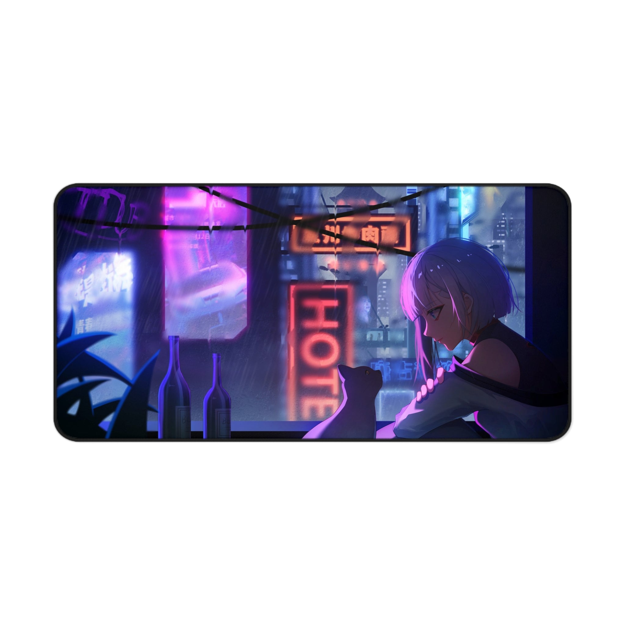 Cyberpunk Lucy and Cat | XXL Extended Anime Gaming Mousepad
