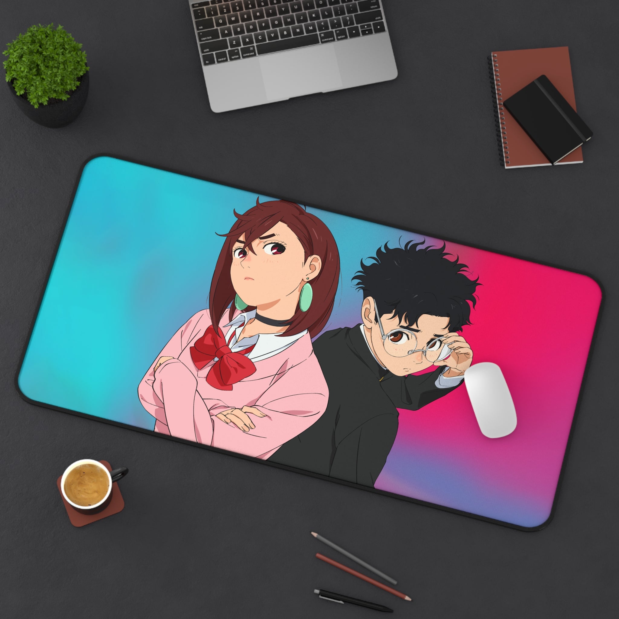 Momo & Ken Takakura Desk Mat — Dandadan Anime Mouse Pad
