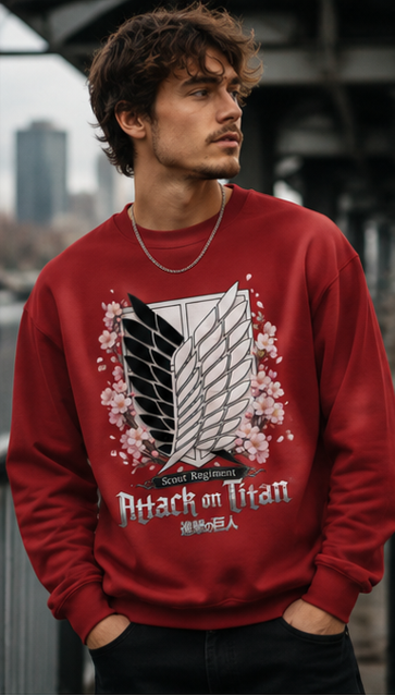 Attack on Titan Freedom Crest Cherry Blossoms | Anime Sweatshirt