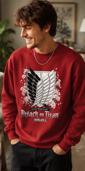 Attack on Titan Freedom Crest Cherry Blossoms | Anime Sweatshirt