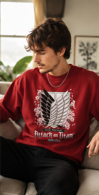 Attack on Titan Freedom Crest Cherry Blossoms | Anime Sweatshirt