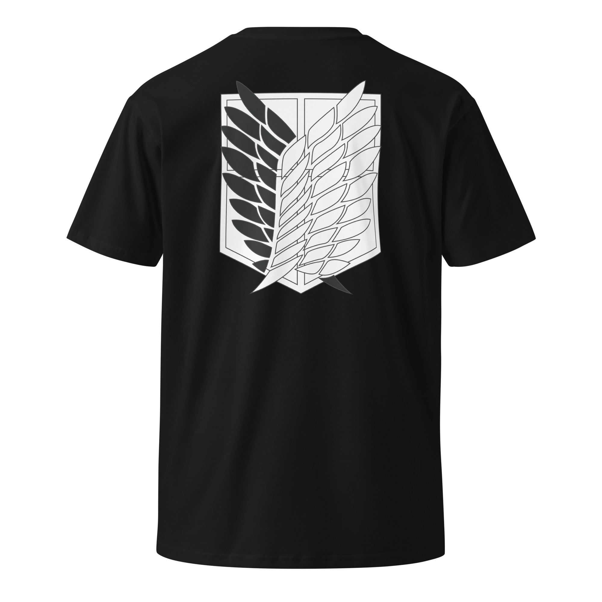 Black Attack on Titan Scout Regiment, Freedom Crest Shirt, displaying the Freedom Crest on the back