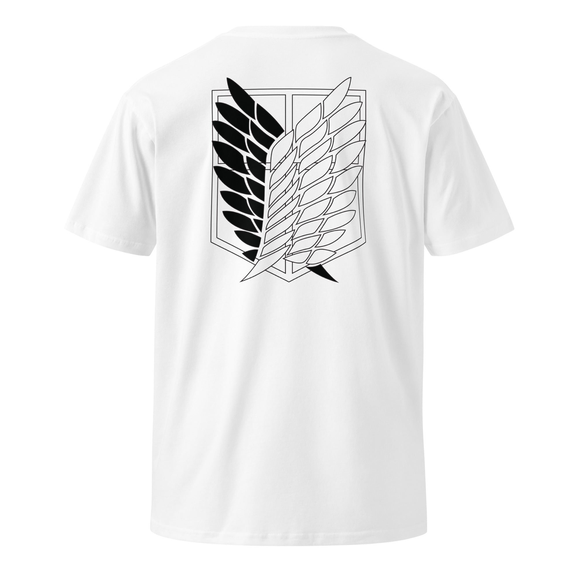 White Attack on Titan Scout Regiment, Freedom Crest Shirt, displaying the Freedom Crest on the back